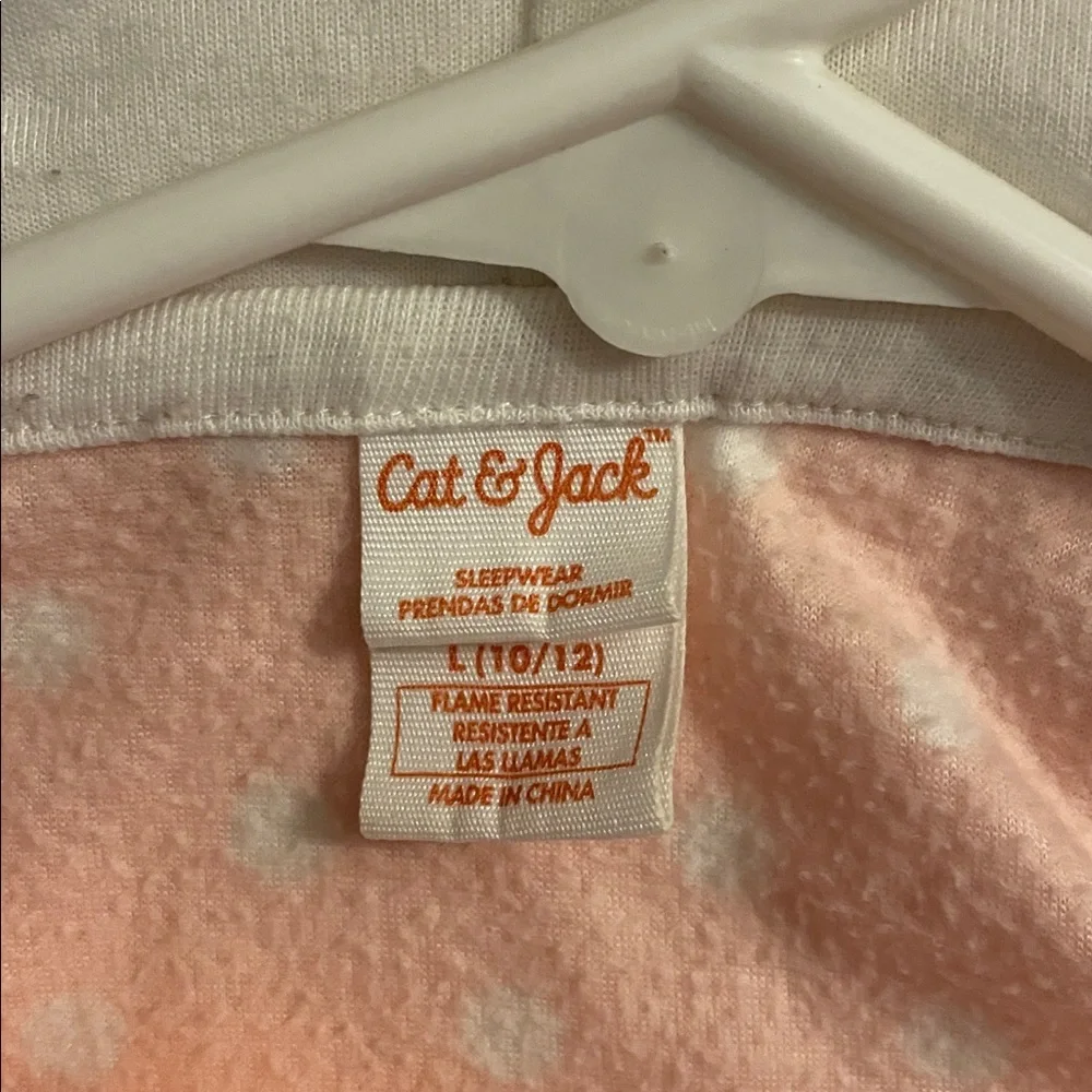 Pink Polka Dot Kids zip PJs with Heart and Sheep hood size large